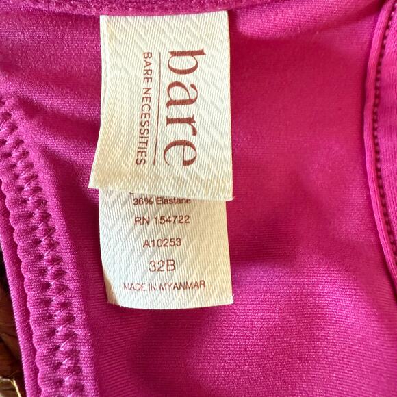 Bare Necessities Fuchsia Front Close Racer Back Bra Sz 32B Lined Underwire - Picture 6 of 6